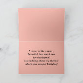 Carte Anniversaire de rose de rose joyeux à la soeur (Intérieur)