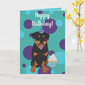 Carte Anniversaire de Rottweiler (Fleur jaune)