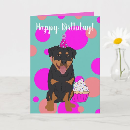 Carte Anniversaire de Rottweiler (Petite plante)