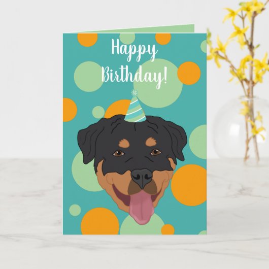 Carte Anniversaire de Rottweiler (Fleur jaune)