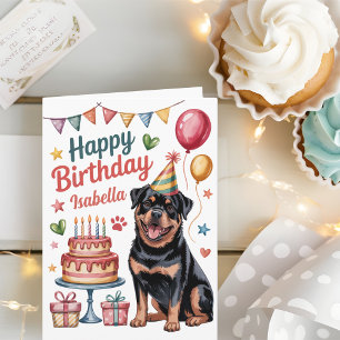 Carte Anniversaire de Rottweiler Mignon Personnalisé
