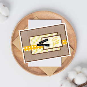 Carte Anniversaire de Rustic Floral Yellow
