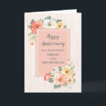 Carte Anniversaire de Rustic Friend et de son mari<br><div class="desc">Bonne carte d'anniversaire mariage pour amie et son mari avec des fleurs rustiques de la campagne,  motif en bois et verset chaleureux.</div>