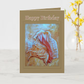 Carte Anniversaire de Shell de conque joyeux (Fleur jaune)