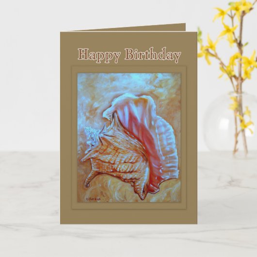 Carte Anniversaire de Shell de conque joyeux (Fleur jaune)