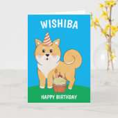 Carte Anniversaire de Shiba Inu Kawaii (Fleur jaune)