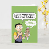 Carte Anniversaire de singe de chaussette (Fleur jaune)