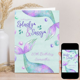 Carte Anniversaire de sirène Splashy & Sassy tout âge