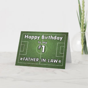 Carte Anniversaire de soccer du beau-père avec terrain d