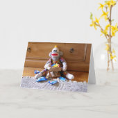 Carte Anniversaire de SockMonkey (Fleur jaune)