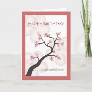 Carte Anniversaire de Soeur, Arbre chinois en fleurs