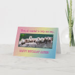 Carte Anniversaire de soeur avec des loutres<br><div class="desc">Une ligne des loutres voulant tout dire le joyeux anniversaire. Une carte mignonne pour un amoureux des animaux. Voyez la gamme entière des cartes avec cette image dans mon magasin</div>