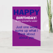 Carte anniversaire de soeur génial (Devant)