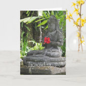 Carte Anniversaire de statue de Bali (Fleur jaune)