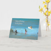 Carte Anniversaire de surf Boxer Pet (Fleur jaune)
