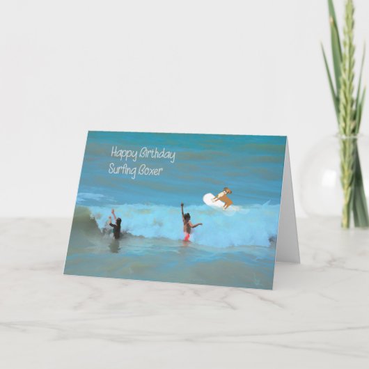 Carte Anniversaire de surf Boxer Pet (Devant)
