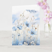 Anniversaire de Tante Fleurs Sauvages Aquarelle Bl