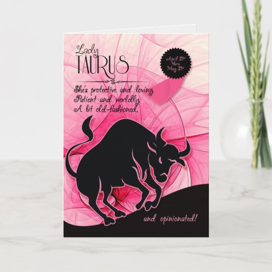 Carte Anniversaire de Taurus pour son rose 21 avril et 2 (Devant)