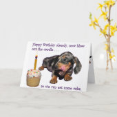 Carte Anniversaire de teckel (Fleur jaune)