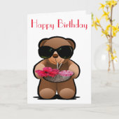 Carte Anniversaire de Teddy Bear (Fleur jaune)