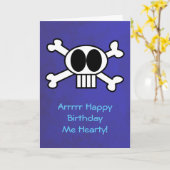 Carte Anniversaire de thème de crâne et de pirate d'os (Fleur jaune)