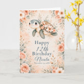 Carte Anniversaire de Tortue Florale (Fleur jaune)