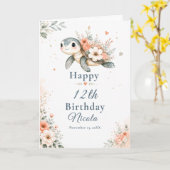 Carte Anniversaire de Tortue Florale (Fleur jaune)