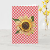 Carte anniversaire de tournesol en rouge et blanc en vic (Fleur jaune)