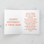 Carte Anniversaire de trois ans avec dragon de dessin an (Intérieur)