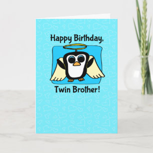 Carte Anniversaire de Twin Brother - Petit Ange Penguin