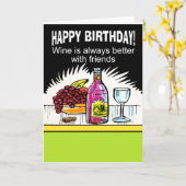 Carte anniversaire de vin amusant (Fleur jaune)