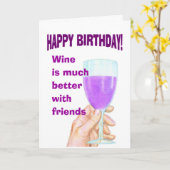 Carte anniversaire de vin amusant (Fleur jaune)