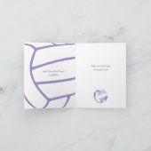 Carte anniversaire de volley-ball violet (Intérieur)