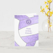 Carte anniversaire de volley-ball violet (Fleur jaune)