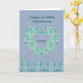 Carte Anniversaire de vos cousins, Mariage en bleu (Fleur jaune)