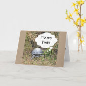 CARTE ANNIVERSAIRE DE VOTRE JUMEAU - TURTLE OUVERT DE L' (Fleur jaune)