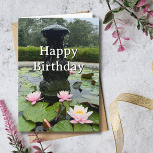 Carte Anniversaire de voyage Fontaine Fleurs Amusement P