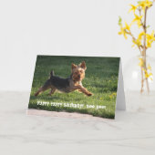 CARTE ANNIVERSAIRE DE YORKIE (Fleur jaune)