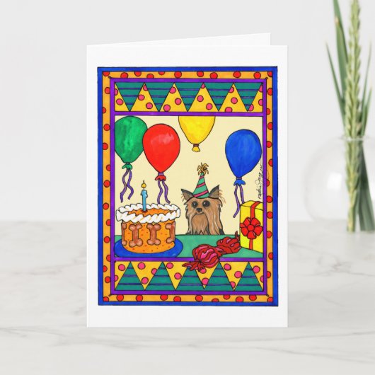 CARTE ANNIVERSAIRE DE YORKIE (Devant)