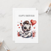 Carte Anniversaire de Zebra Pilot (Devant/Arrière en situation)