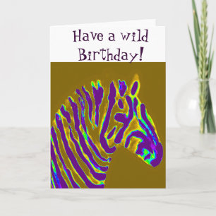 Carte Anniversaire de Zebra Purple Gold