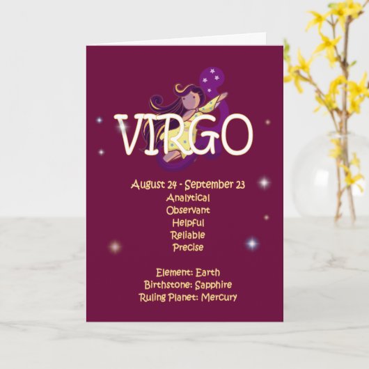 Carte Anniversaire de zodiaque de Vierge (Fleur jaune)