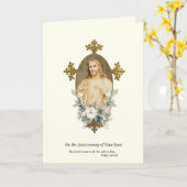 Carte Anniversaire Décès Perte Aimé Sacré-Cœur Jésus (Fleur jaune)