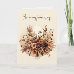 Carte Anniversaire Deer Antler Bouquet d'automne