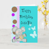 Carte Anniversaire d'éléphant bébé (Fleur jaune)