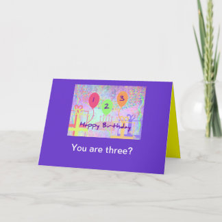 Carte Anniversaire d'enfant trois années - joyeux