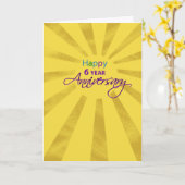 Carte Anniversaire d'entreprise de six ans Sun (Fleur jaune)