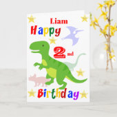 Carte Anniversaire des 2 ans des dinosaures (Fleur jaune)