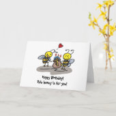 Carte Anniversaire des abeilles (Fleur jaune)