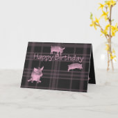 Carte Anniversaire des amateurs de cochon (Fleur jaune)